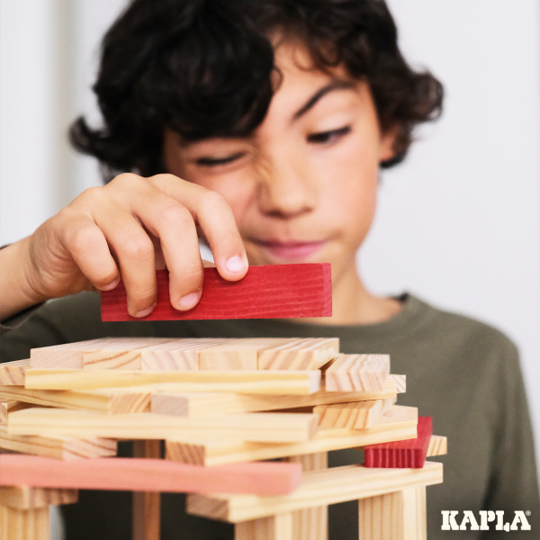 Kapla 120 Parça Ahşap Blok-Lacivert Pembe Kırmızı