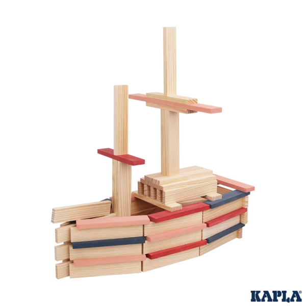 Kapla 120 Parça Ahşap Blok-Lacivert Pembe Kırmızı