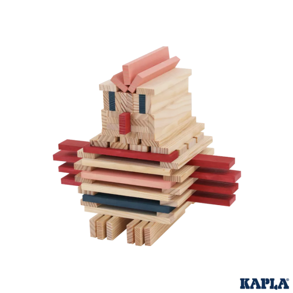 Kapla 120 Parça Ahşap Blok-Lacivert Pembe Kırmızı