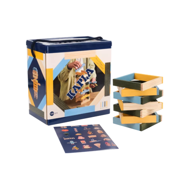 Kapla 120 Parça Ahşap Blok-Mavi Sarı Yeşil