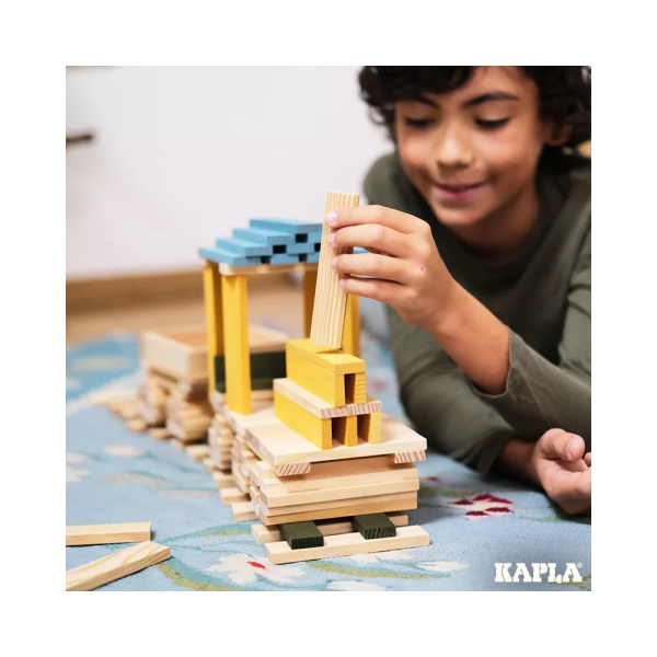 Kapla 120 Parça Ahşap Blok-Mavi Sarı Yeşil