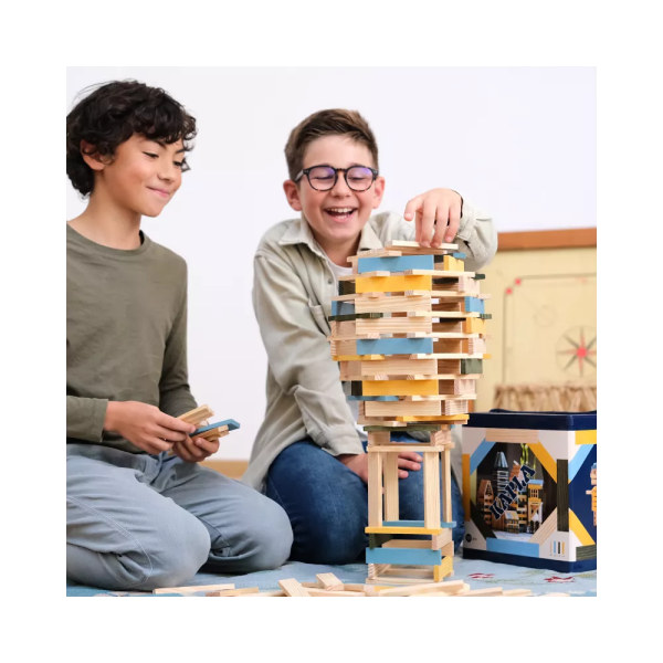 Kapla 120 Parça Ahşap Blok-Mavi Sarı Yeşil