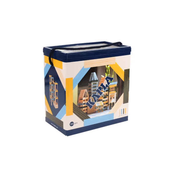 Kapla 120 Parça Ahşap Blok-Mavi Sarı Yeşil